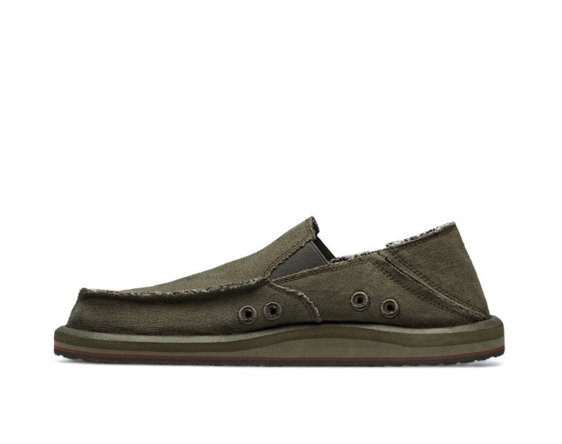 Sanuk Vagabond Soft Top Hemp Collapsible Heel Men's Sidewalk Surfers Olive | Canada 218EBC